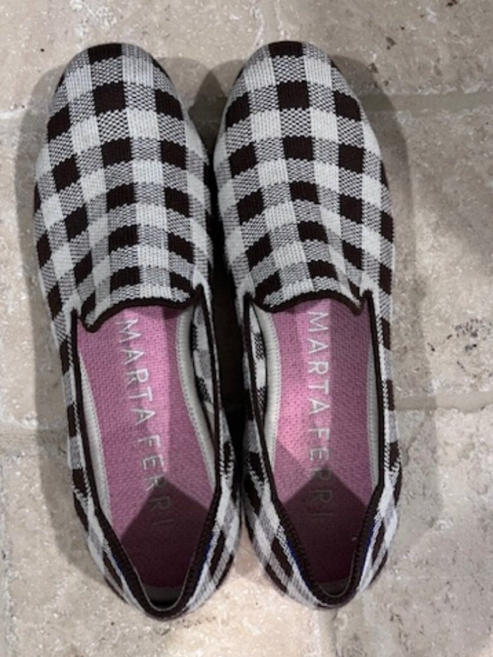 Rothy’s x Marta Ferri Special Edition Brown Gingham Checkered Loafers Size 7.5 - Picture 2 of 3